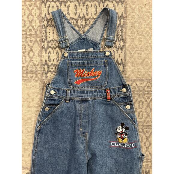 Vintage 90's Disney Mickey & Co Denim Bib Short Overalls Size 10 Unisex Classic - Picture 2 of 15